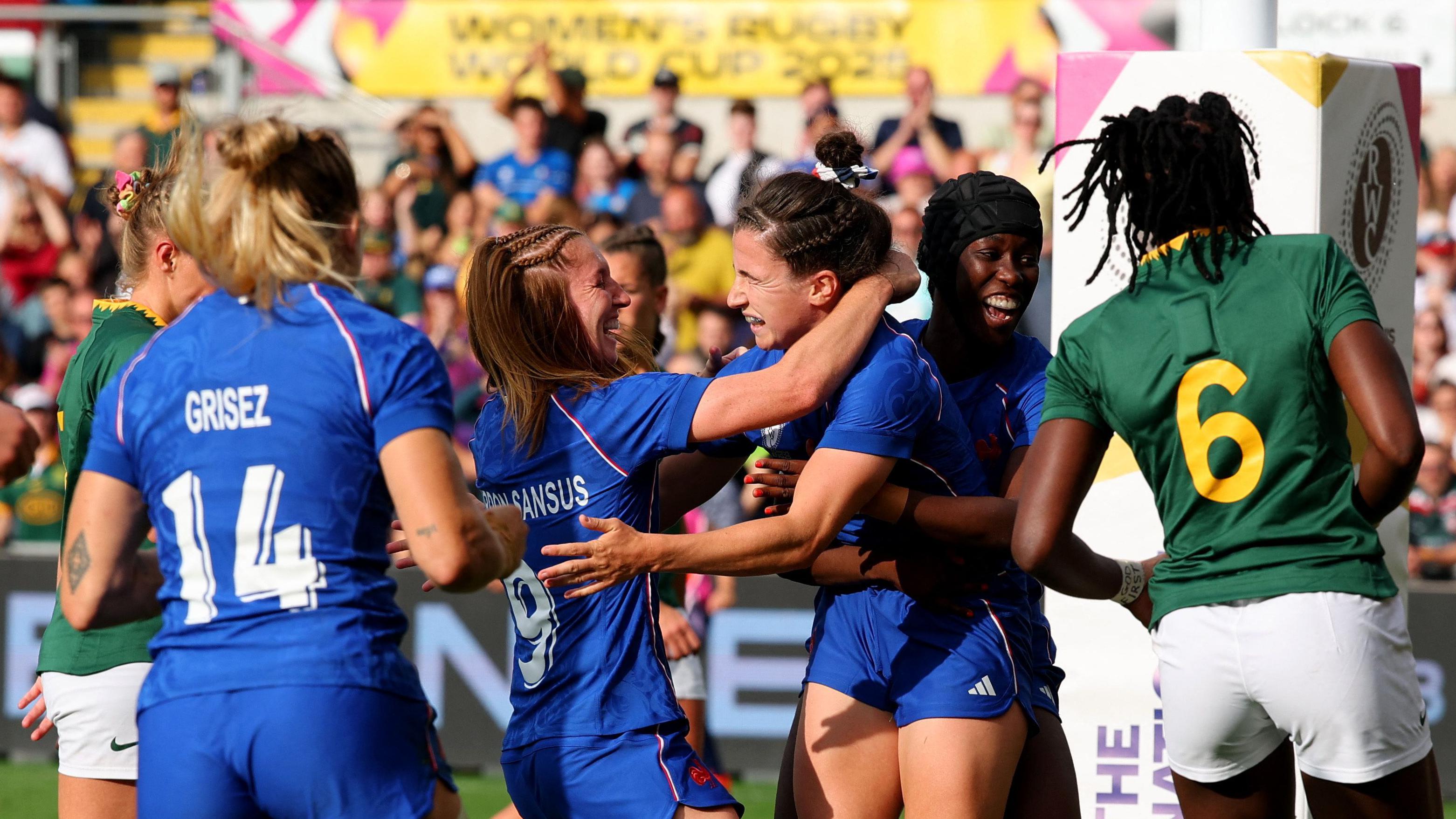 France 57-10 South Africa: Les Bleues set up Ireland quarter-final