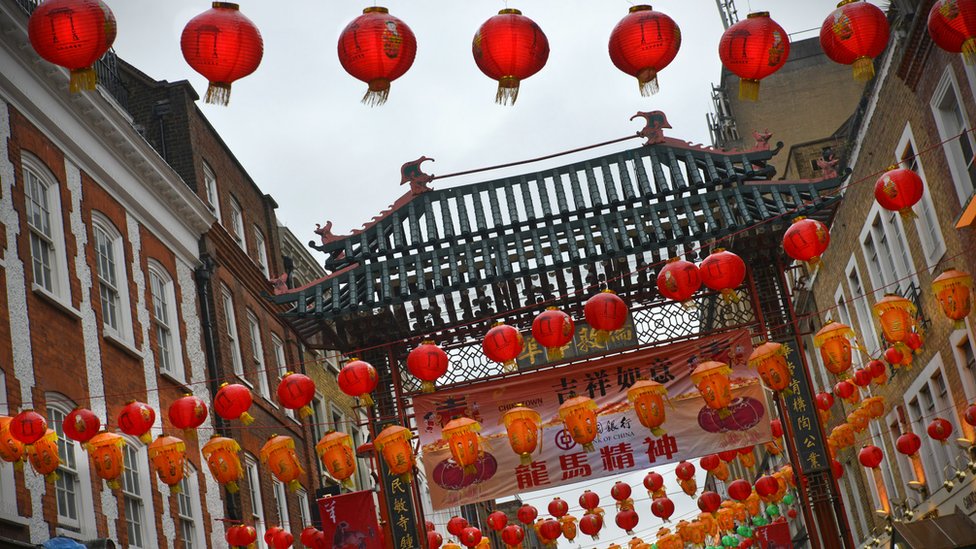 Linternas rojas en el barrio chino de Londres