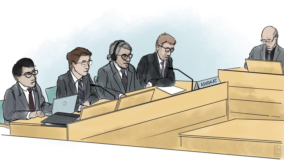 Ilustración de una audiencia en el jucio contra Paolo Macchiarini, el pasado abril, en Solna, Suecia.