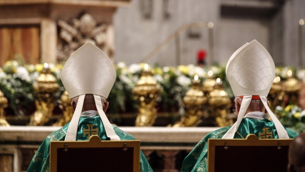 Prelates during the the Holy Mass for the opening of the special assembly of the Synod of Bishops for the Pan-Amazon Region celebrated by Pope Francis in Saint Peter`s Basilica at the Vatican City, 06 October 2019