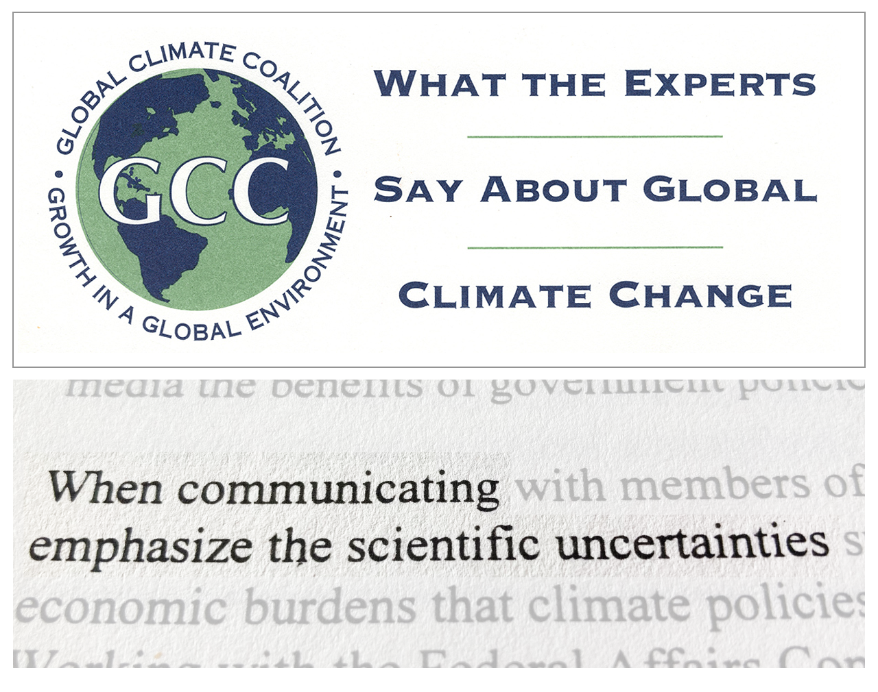 A brochure from the Global Climate Coalition