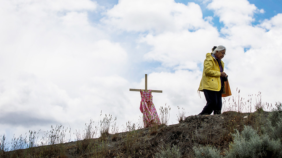 A memorial near the spot where the remains of the children were discovered