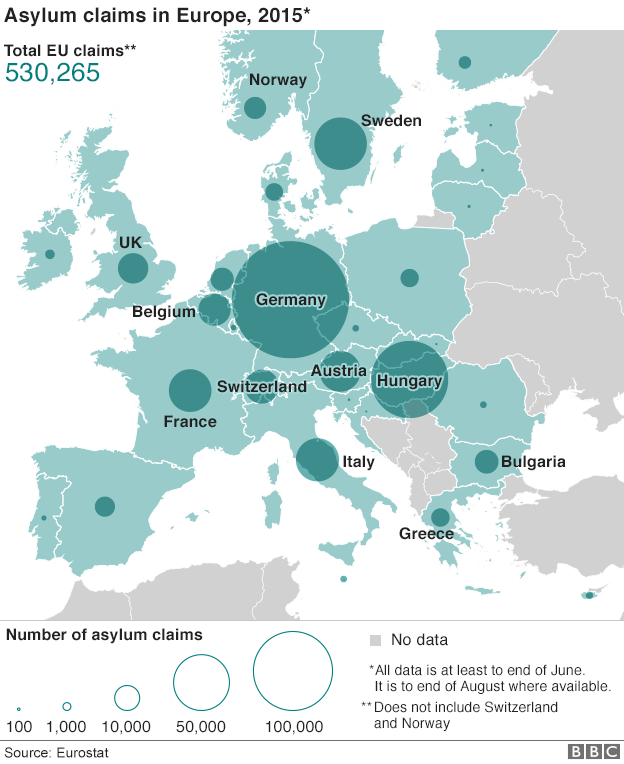 Графика - ходатайства о предоставлении убежища в Европе, 2015