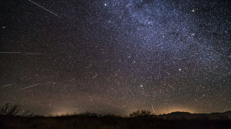 Foto della pioggia di meteoriti Geminidi del 2017 in Arizona.