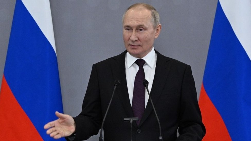 Vladimir Putin at news conference in Astana