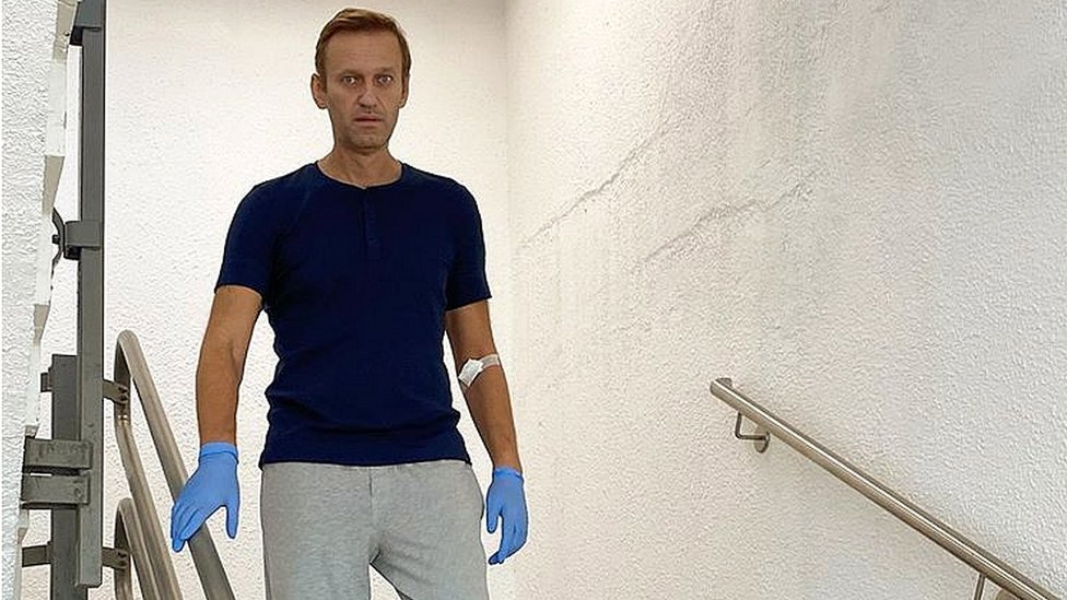 Alexei Navalny fotografiado el 22 de septiembre en un hospital de Berlín.