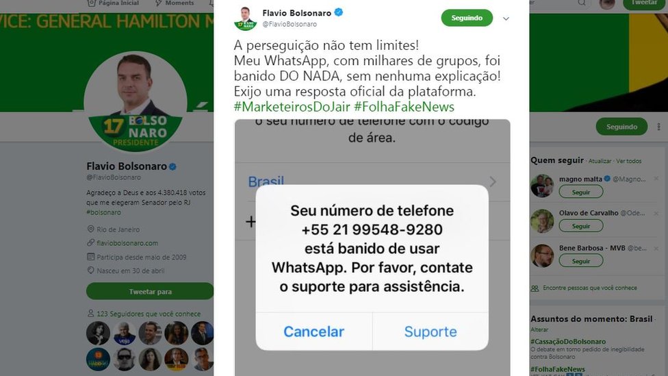 Tuit de Flavio Bolsonaro.