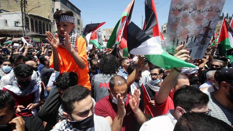 Protestas a favor de los palestinos en Jordania.