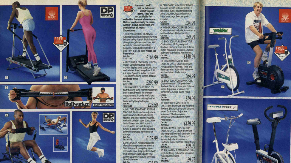 Каталог «Аргос» 1990-х годов с указанием спортивного оборудования