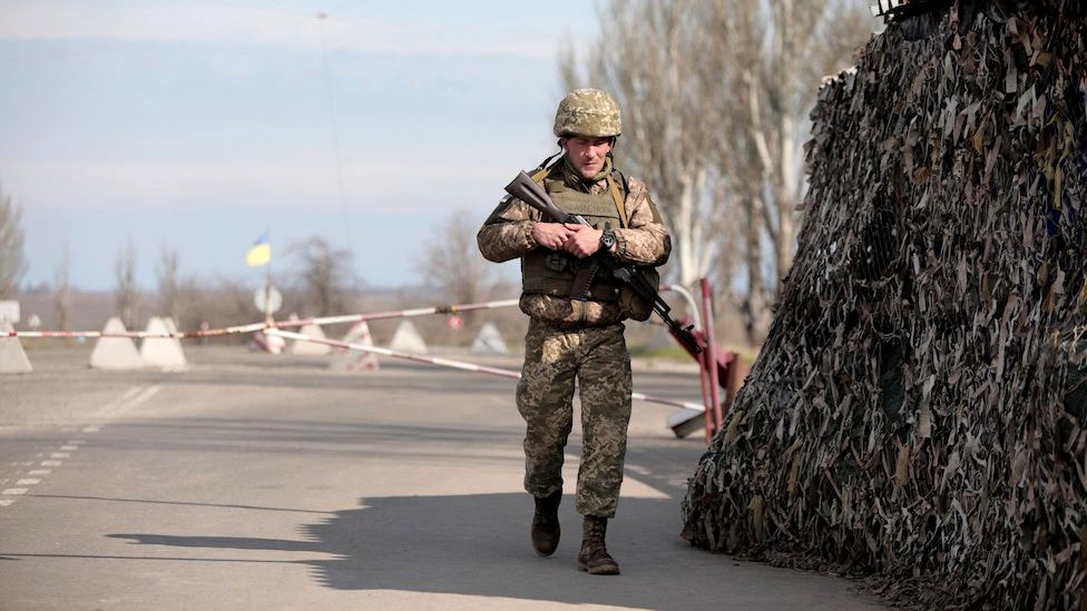 Ukrainian soldier on patrol