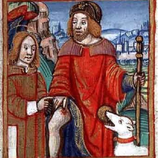 São Roque representado ao lado de um cão, antiga imagem em domínio público, autor desconhecido