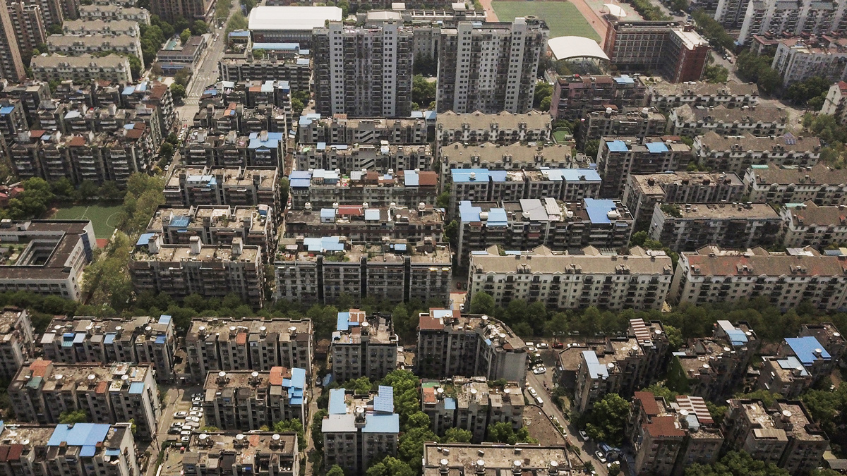 Conjuntos residenciais em Wuhan em abril de 2020