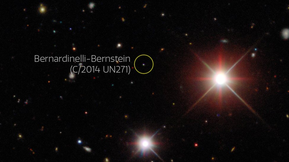 Imagem mostra cometa Bernardinelli-Bernstein, um pontinho brilhante no céu escuro