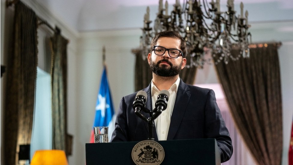 O presidente Gabriel Boric fala sobre o resultado do plebiscito