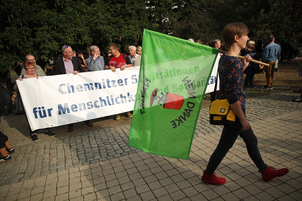 Manifestación antinazi en Chmenitz.