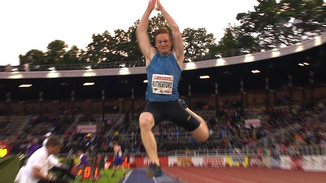 British long jumper Greg Rutherford in action at the Stockholm Diamond League