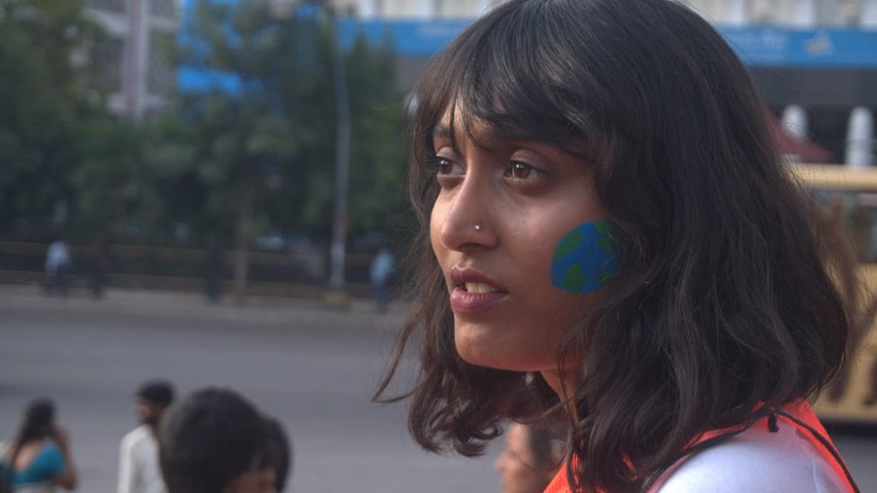 Disha Ravi attends a climate protest