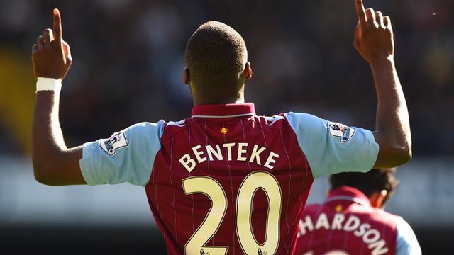 Christian Benteke celebrates a goal