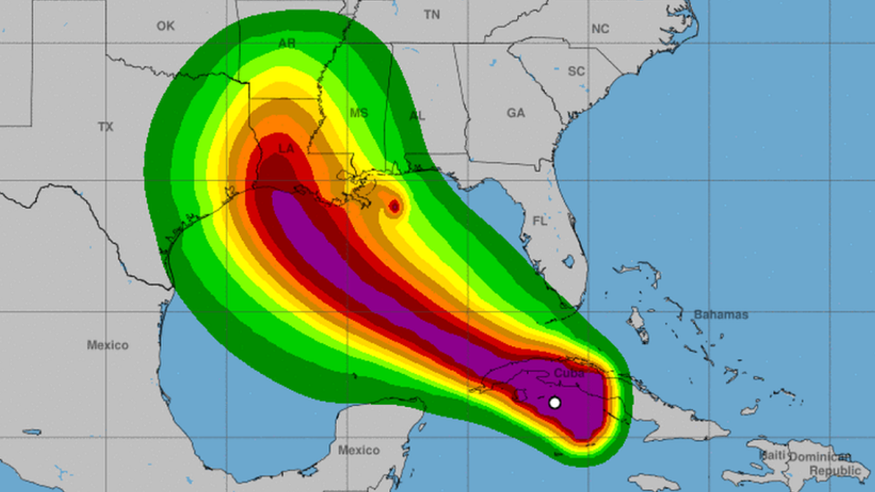 График прогноза ветра от Национального центра ураганов