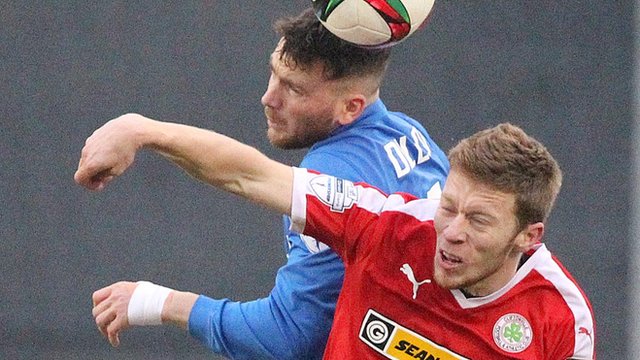 Action from the 3-3 draw between Glenavon and Cliftonville at Mourneview Park