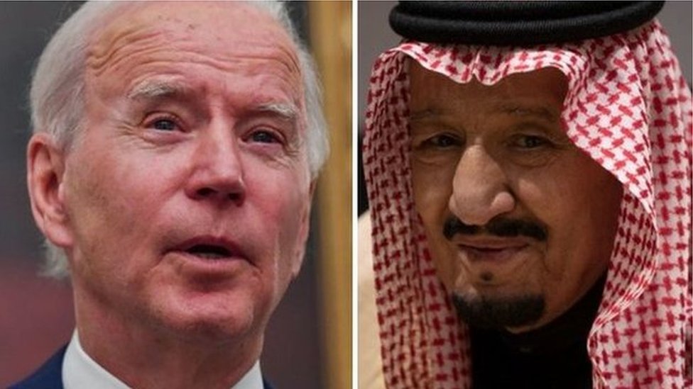 美國總統喬·拜登（Joe Biden）與沙特阿拉伯國王薩勒曼（King Salman）