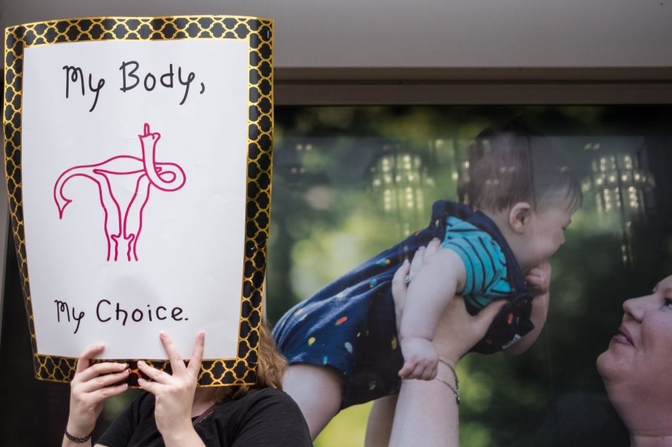 Protesta a favor del aborto en Cleveland, Ohio.
