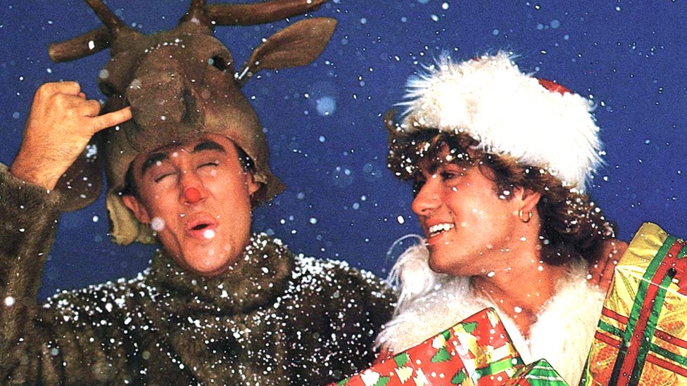 Wham on the single cover for Last Christmas