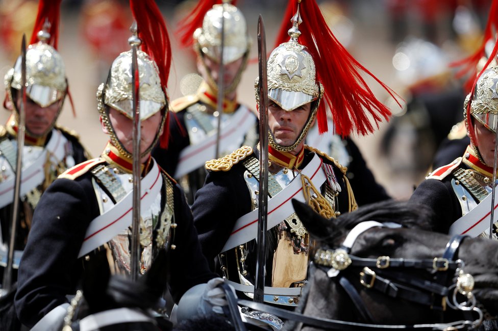 Members of the Household Cavalry take part in the Trooping the Colour parade