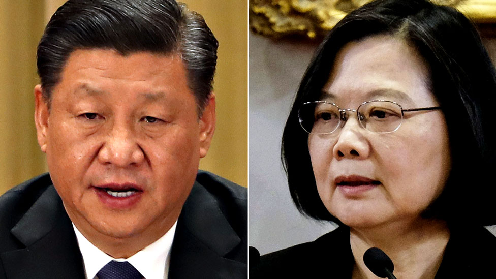 Составное изображение президента Китая Си Цзиньпина и президента Тайваня Цай Инь-вэнь