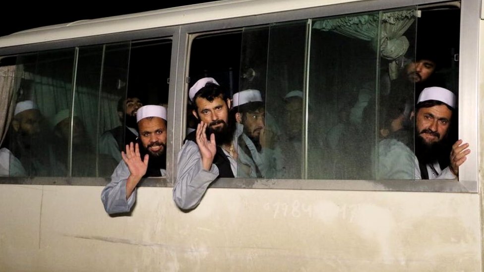 Taliban prisoners released from the Bagram prison in line with the peace deal last month