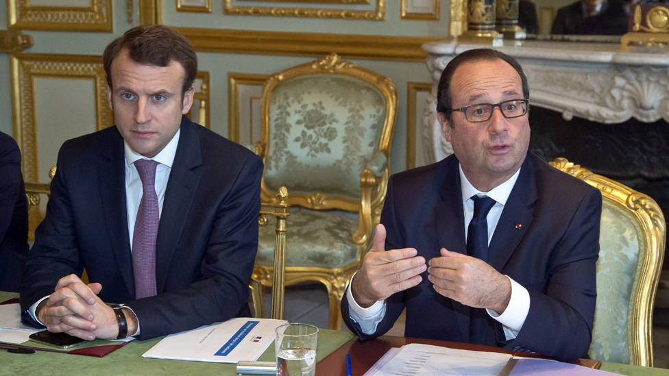 法國現任總統馬克龍和前總統奧朗德