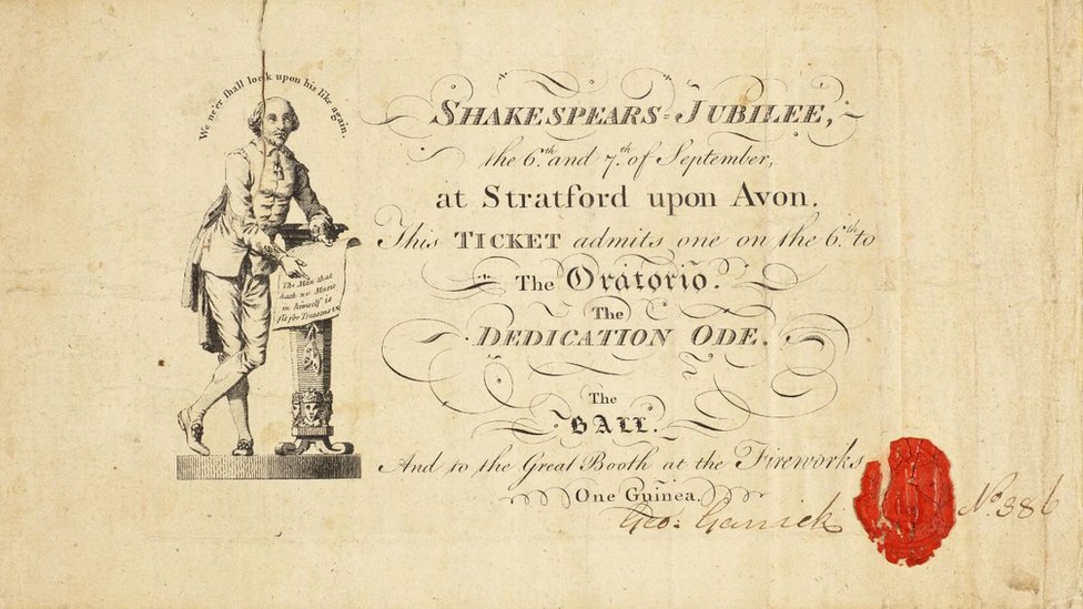 Юбилейный билет Гаррика на Шекспира