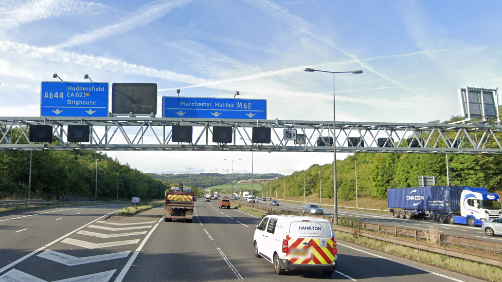 Huddersfield M62 lorry crash closes two lanes BBC News