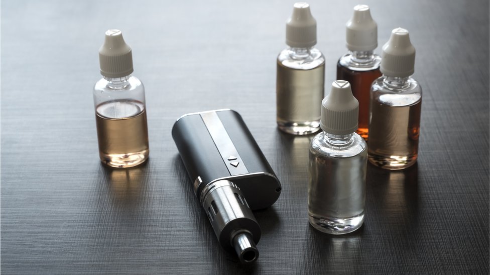 An electronic cigarette with various liquids to inhale
