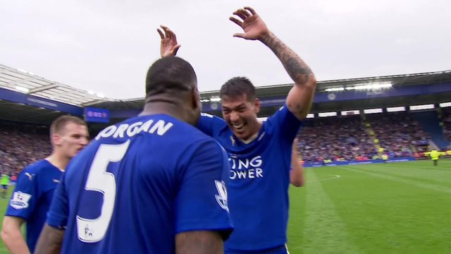 Leicester players celebrating a victory