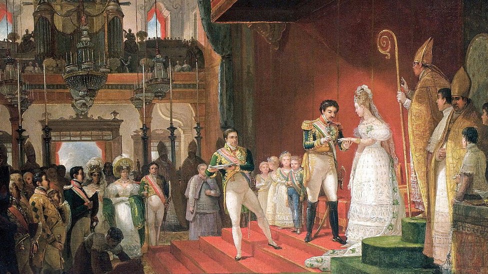 Cuadro de Jean-Baptiste Debret que refleja el casamiento de Pedro I con Amélia de Leuchtenberg