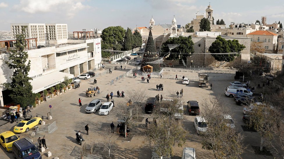 Яслейная площадь в Вифлееме, на оккупированном Западном берегу (23 декабря 2020 г.)