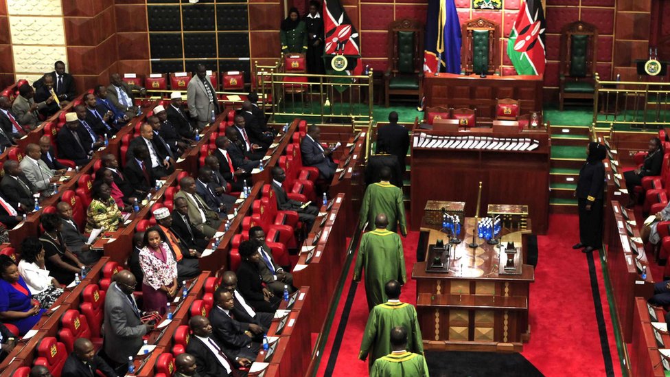 Suasana pembukaan sidang parlemen di Kenya