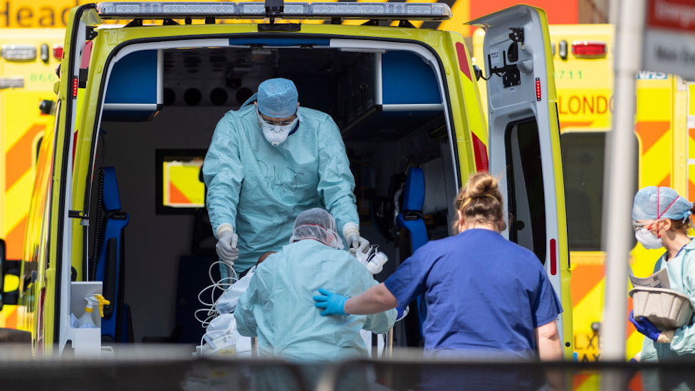 Patient entering an ambulance