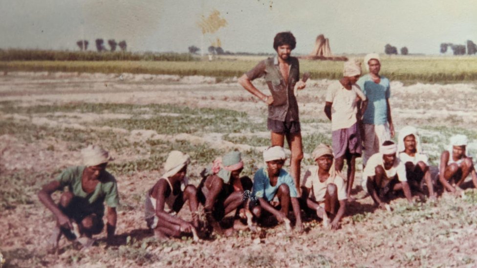 Nav's dad Gurdip on the family's fields in 1979