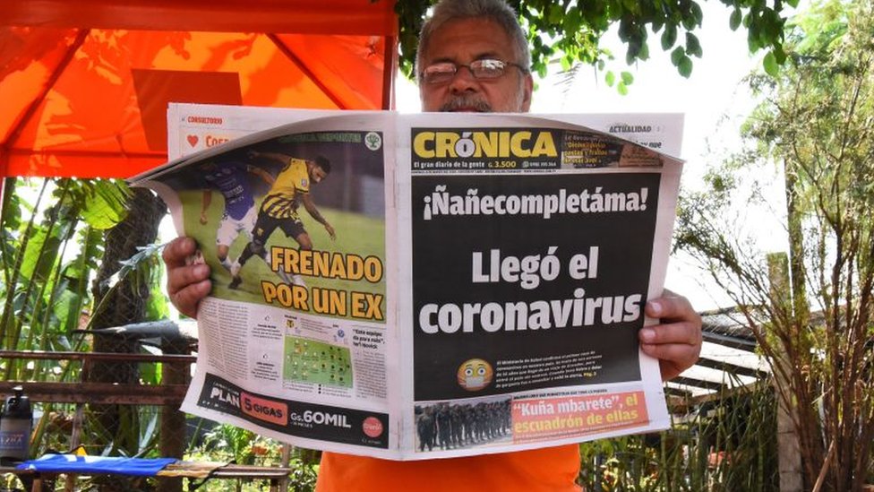 Portada anunciando la llegada del coronavirus a Paraguay