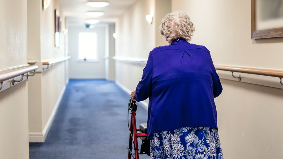 A woman in a care home
