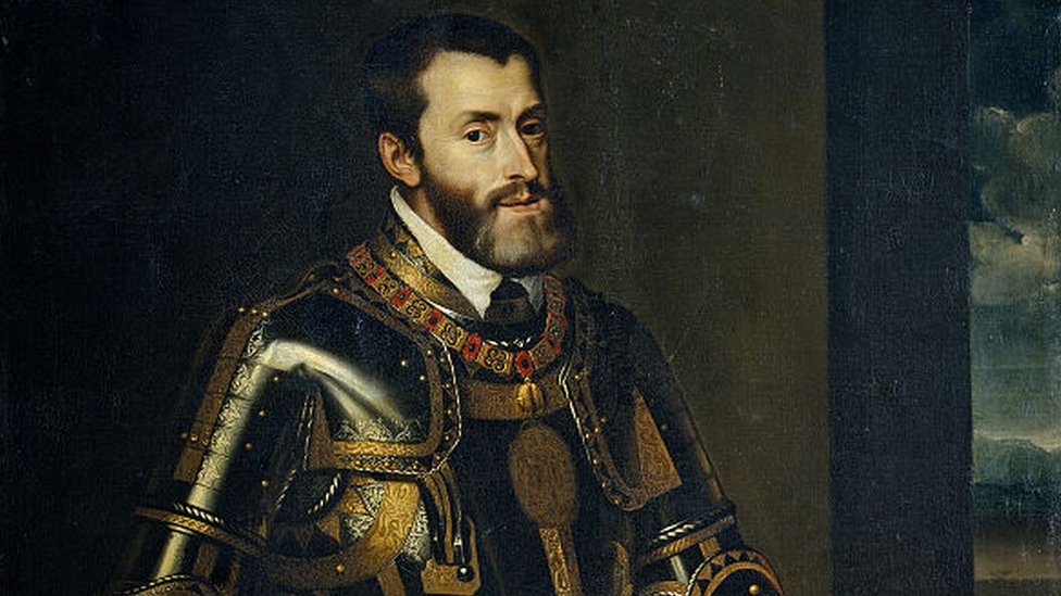 Profile view of Carlos V of Spain and Germany at 17 years of age