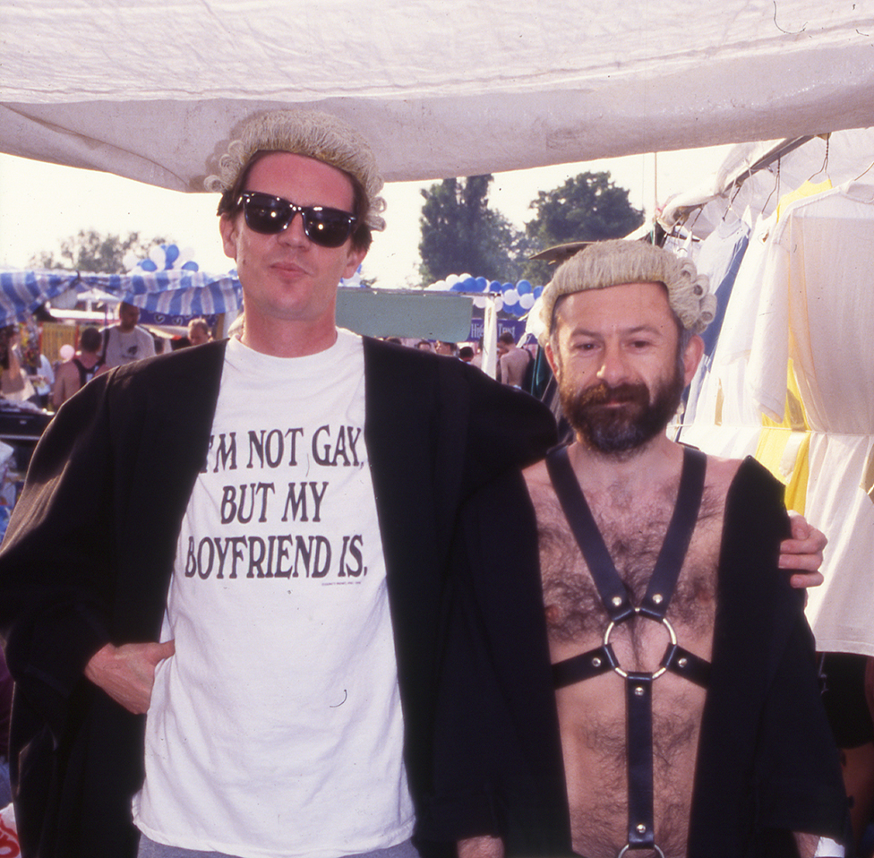 People attend the Pride march in 1992