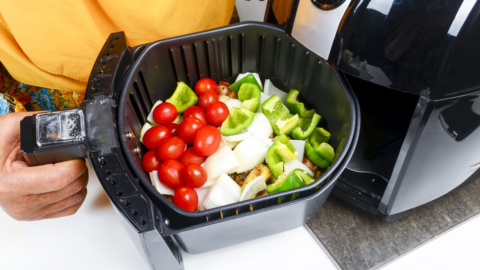 Vegetables in the air fryer.