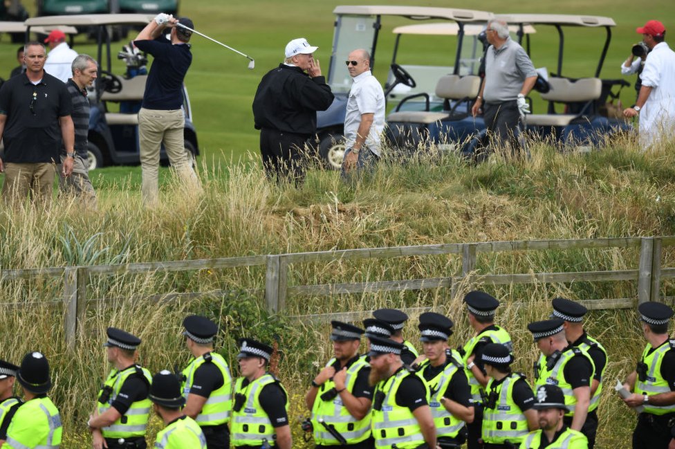 Trump en su campo de golf