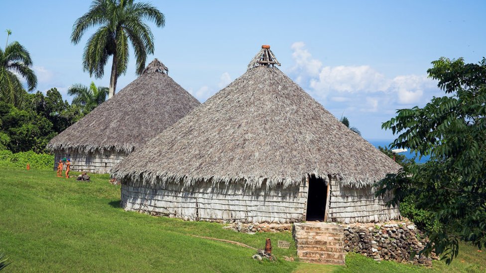 Reproducción de una villa de los aborígenes taínos en Holguín, Cuba.