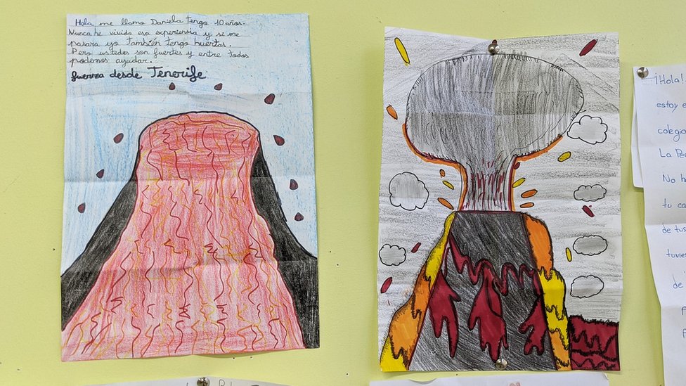 Dibujos de niños del volcán de La Palma.