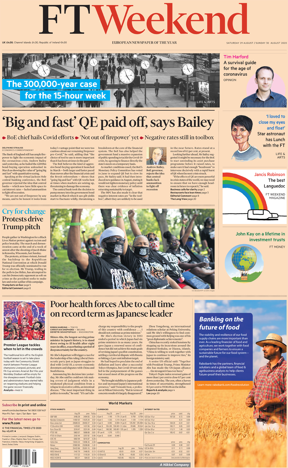 The FT Weekend front page 29 August 2021