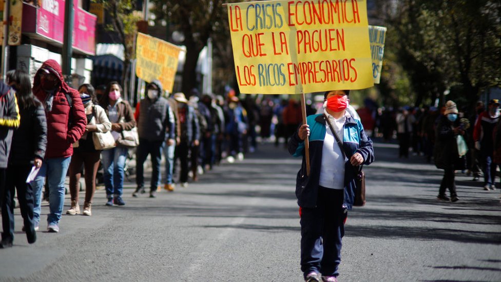 Protesta por la crisis económica del coronavirus en Bolivia,